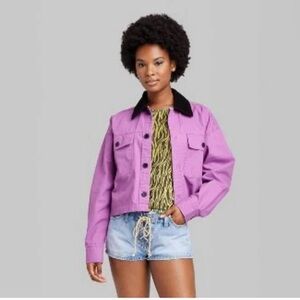 Nwt Wild Fable Purple Jacket with Black Corduroy Collar